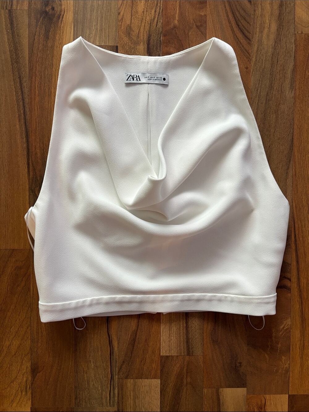 ZARA Woman’s White Cowl Neck Cropped Camisole Size S